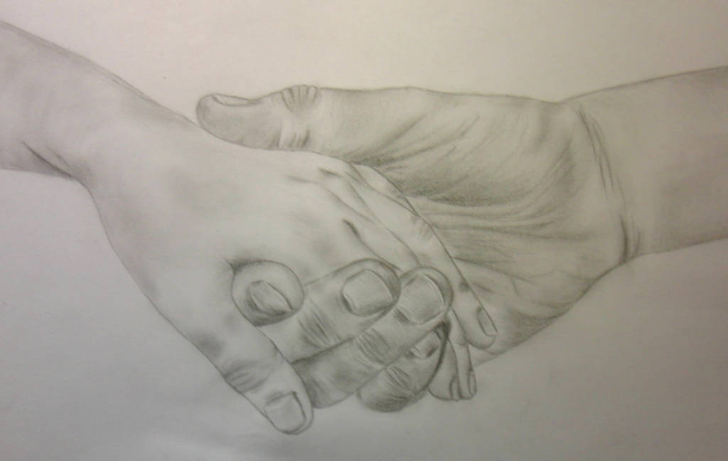 A sketch of holding hands