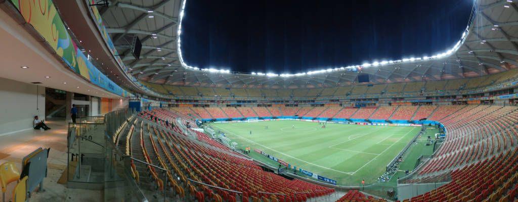 empty world cup stadium at night