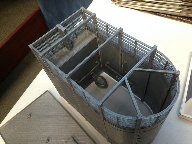 photo of a plastic model of the portland loo public restroom design