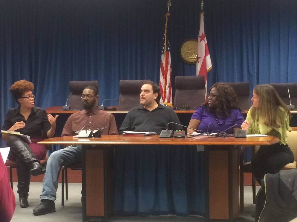 A panel of five people talk about shelter conditions.