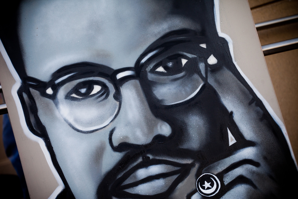 A drawing of Malcolm X