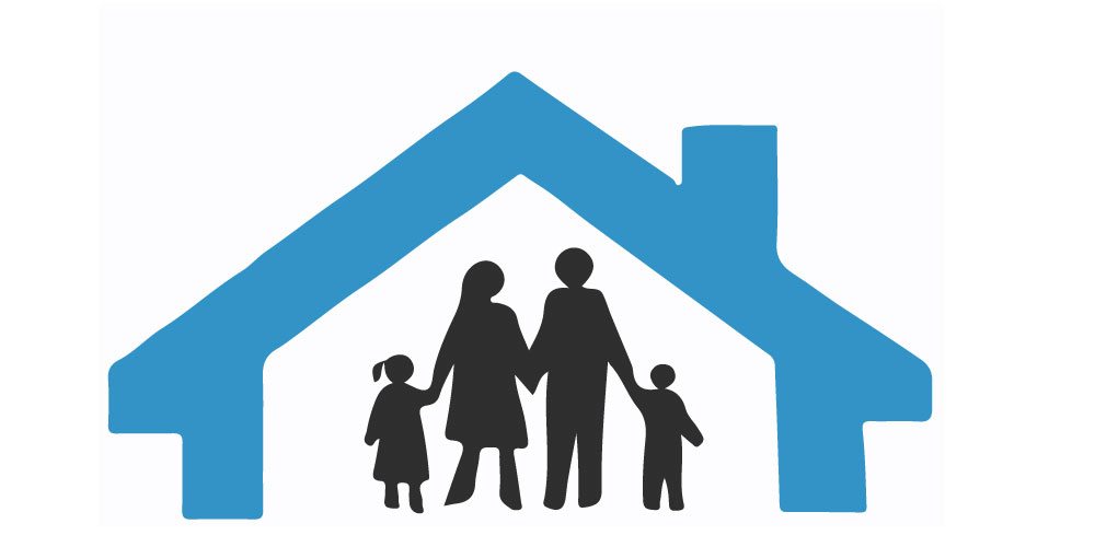 Graphic depicting a housed family.