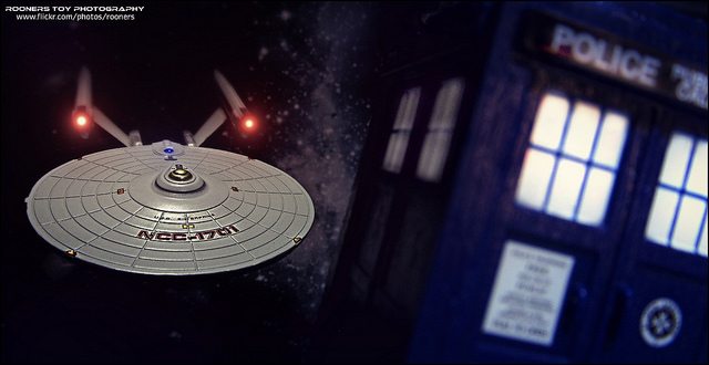 Image of the Enterprise and the Tardis.