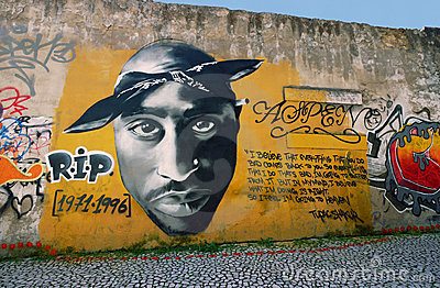 Graffiti of Tupac Shakur.