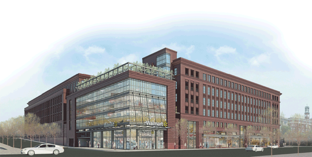 A rendering of the proposed 1st & H St. NE Wal-Mart location
