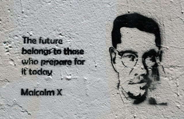 Image of Malcolm X graffiti.