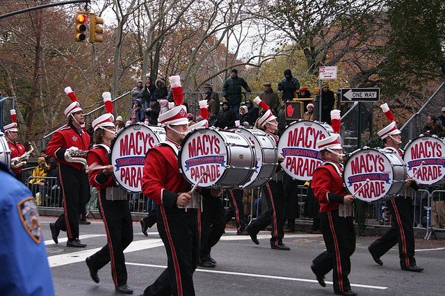 Image of performers at the Macy's Thanksgiving Day Parade in 2013.
