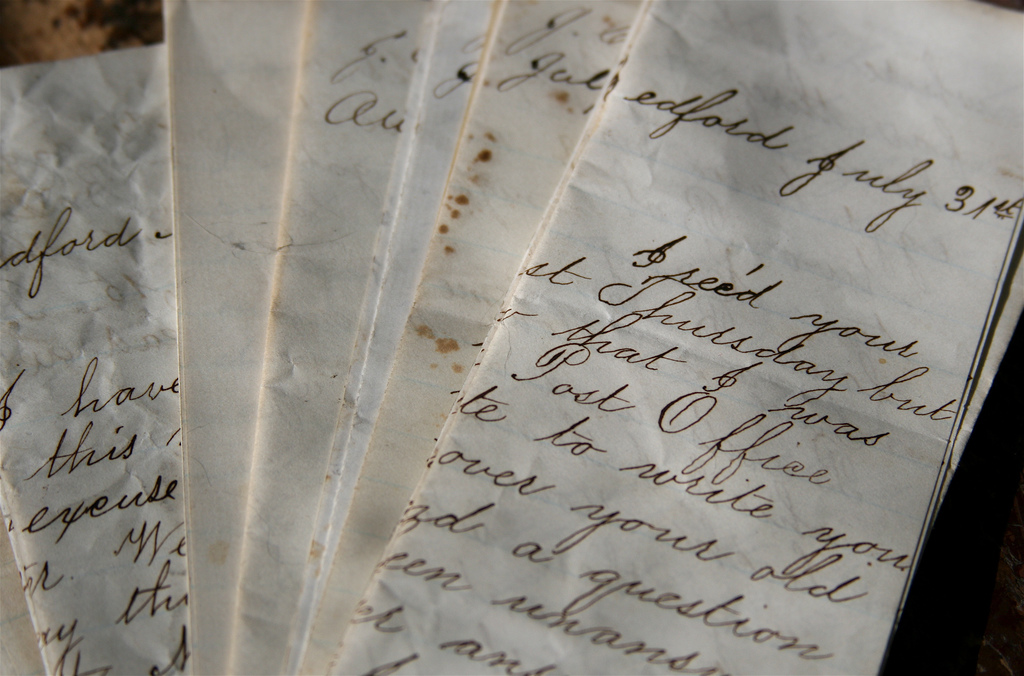A picture of several handwritten letters