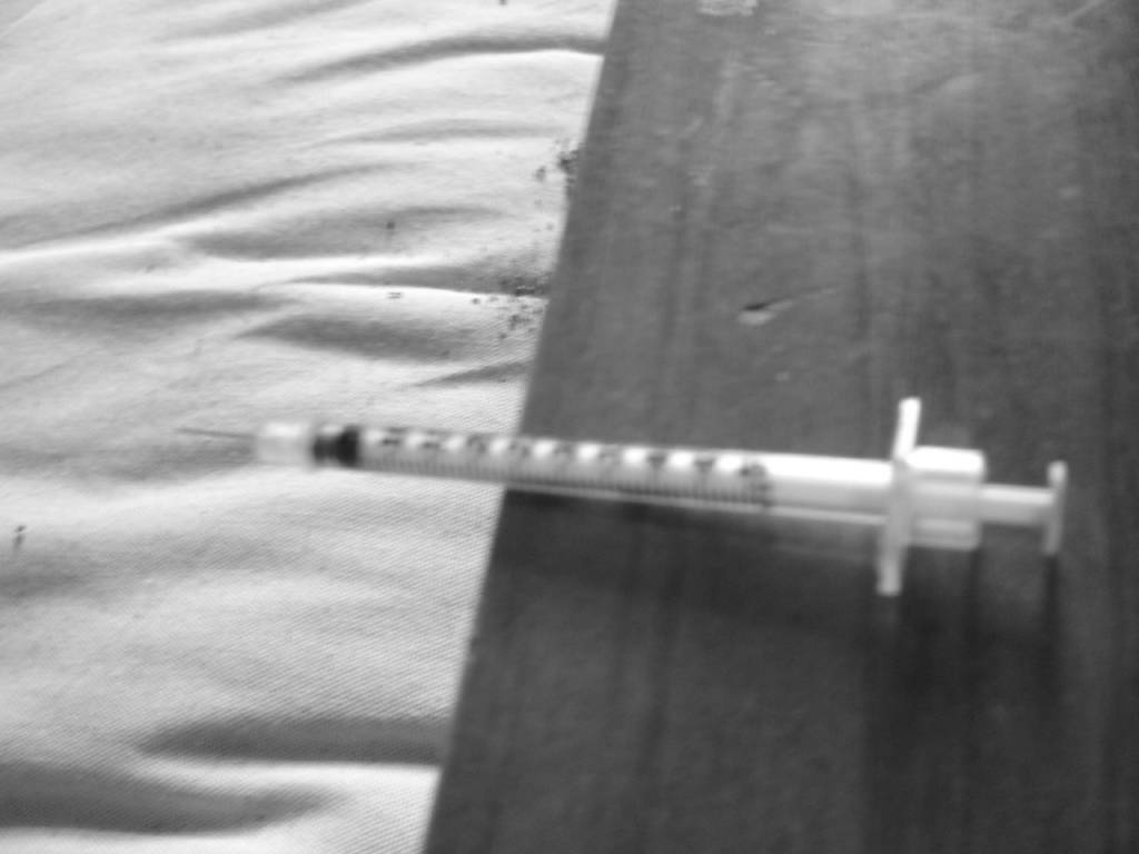 A photo of a hypodermic needle