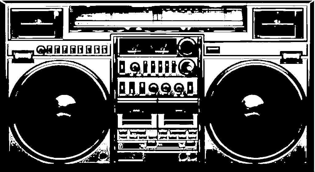 A drawing of a boom box.