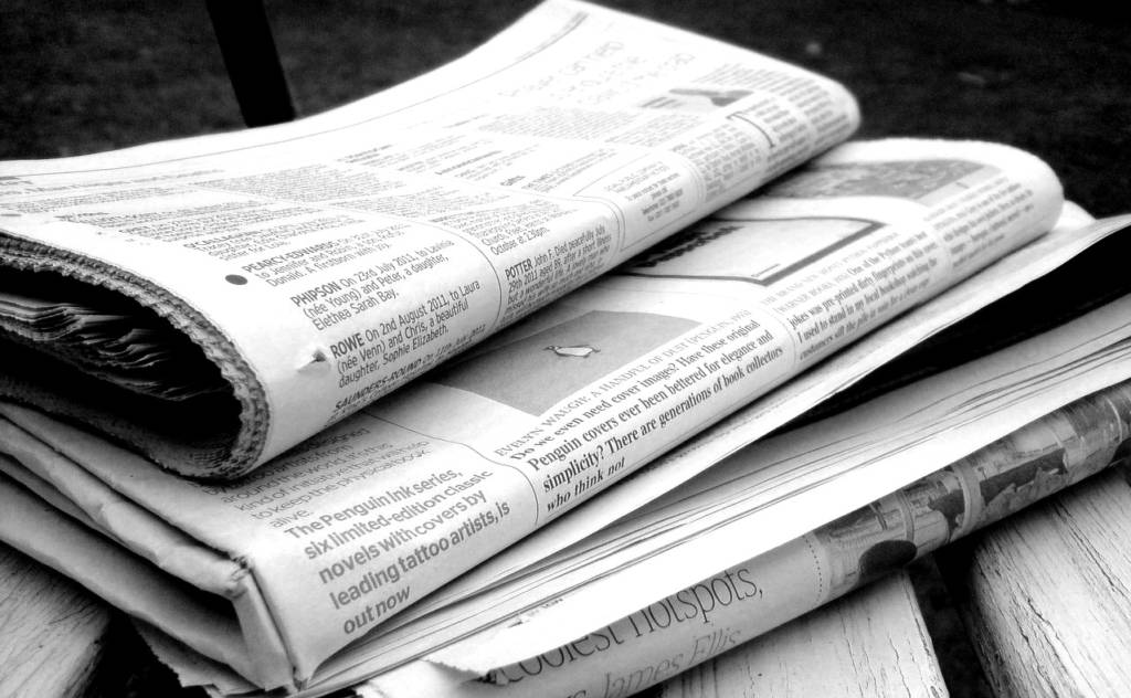 A photo of newspapers