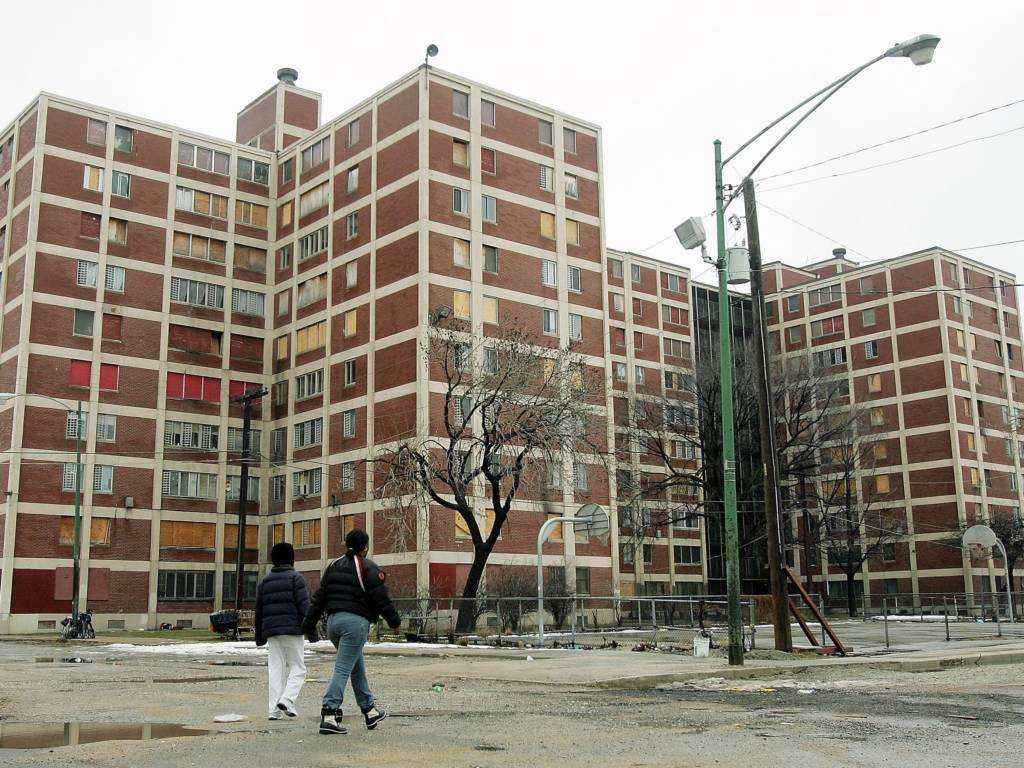 Photo of Part of the Chicago Housing Authority's Cabrini-Green public housing complex in January 2005.