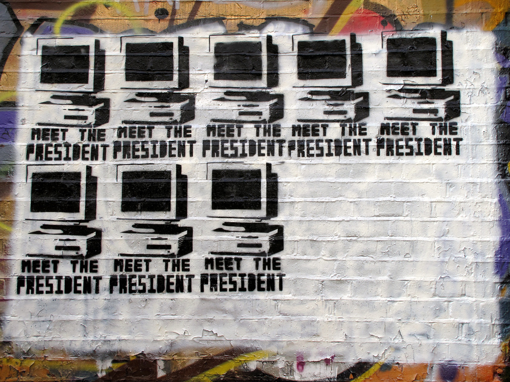 Street art that reads meet the president