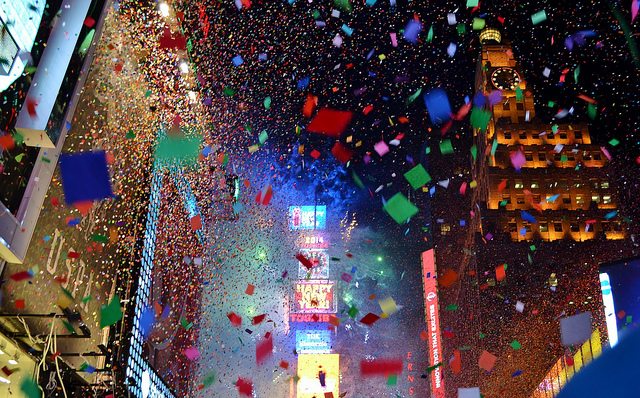 Confetti in Times Square on New Year's Eve