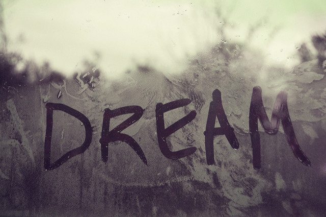 "Dream" written on glass
