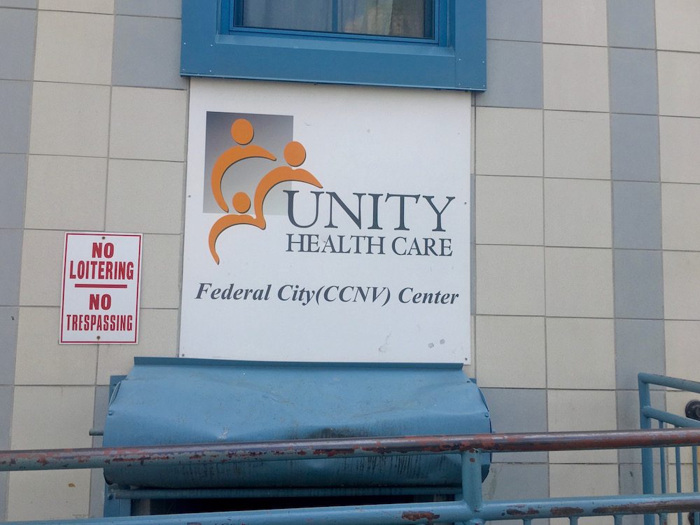 The Unity Health Care CCNV Center sign