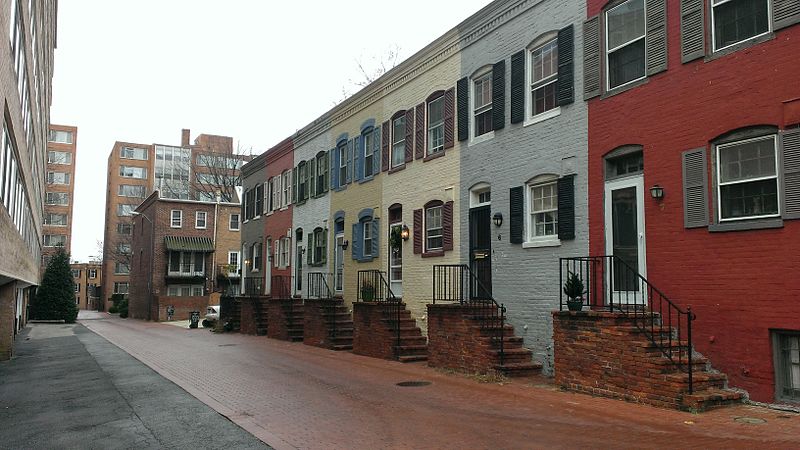 A photo of row houses in Foggy Bottom, Washington DC