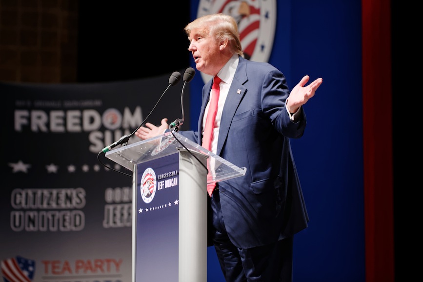 Donald Trump orates at the Freedom Summit