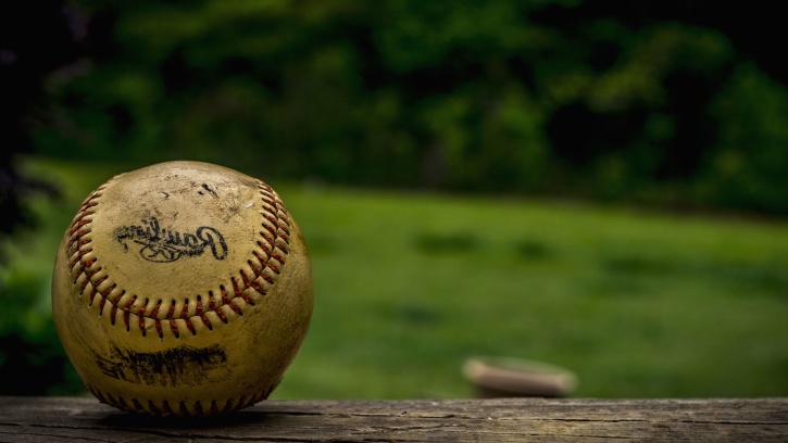 A photo of a baseball, America's favorite ball.