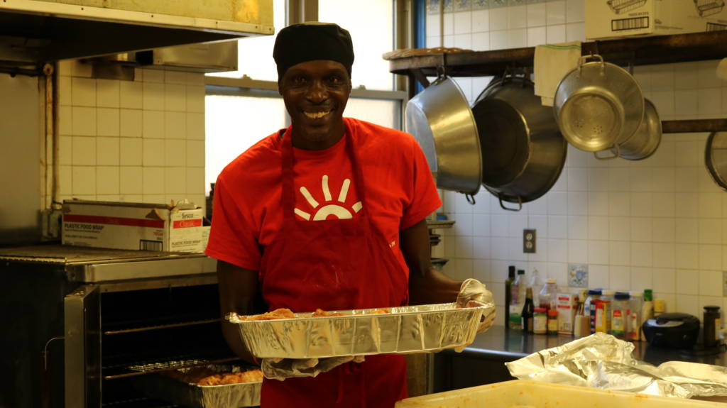 Eric Thompson-Bey at working in the kitchen at Diner in Adams Morgan