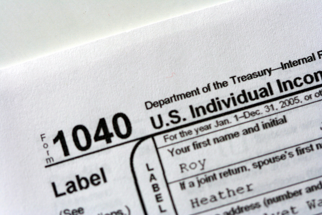 Photo of a U.S. tax form.