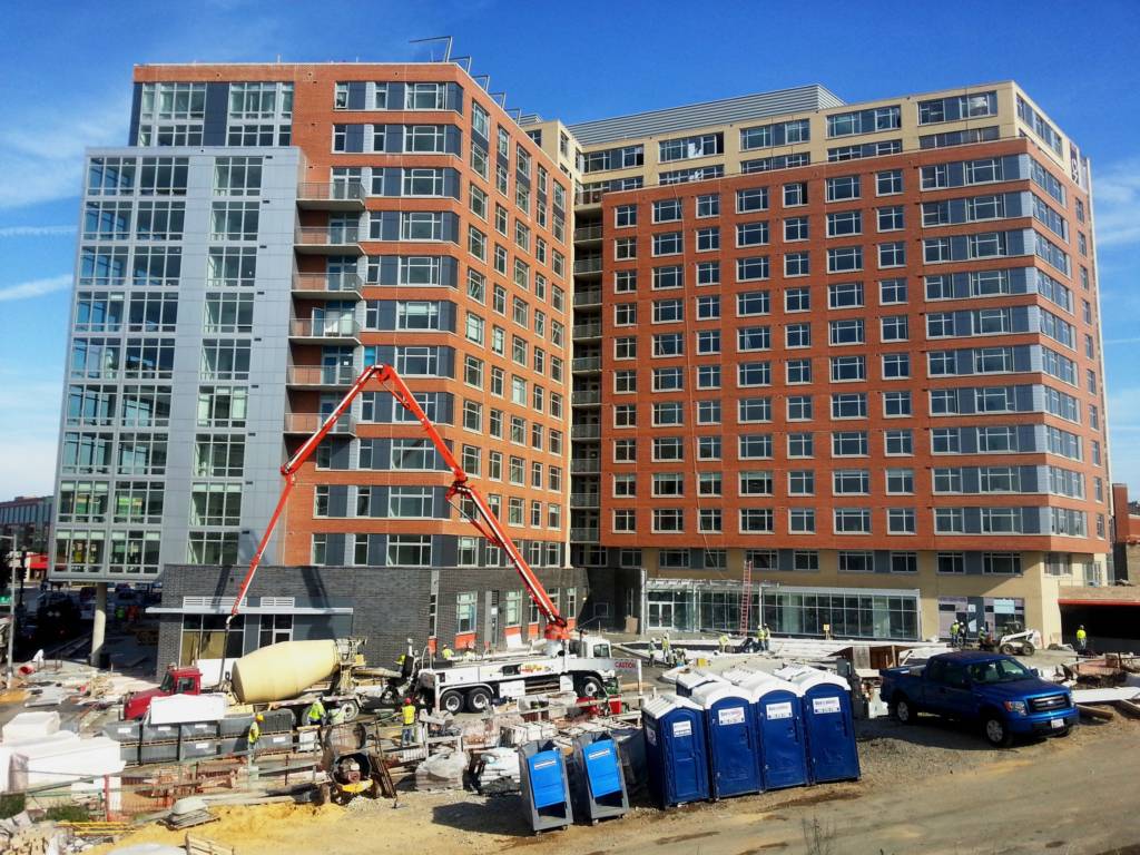 Photo of an apartment building under construction in DC.