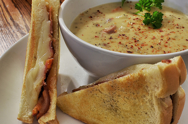 a sandwich and some soup