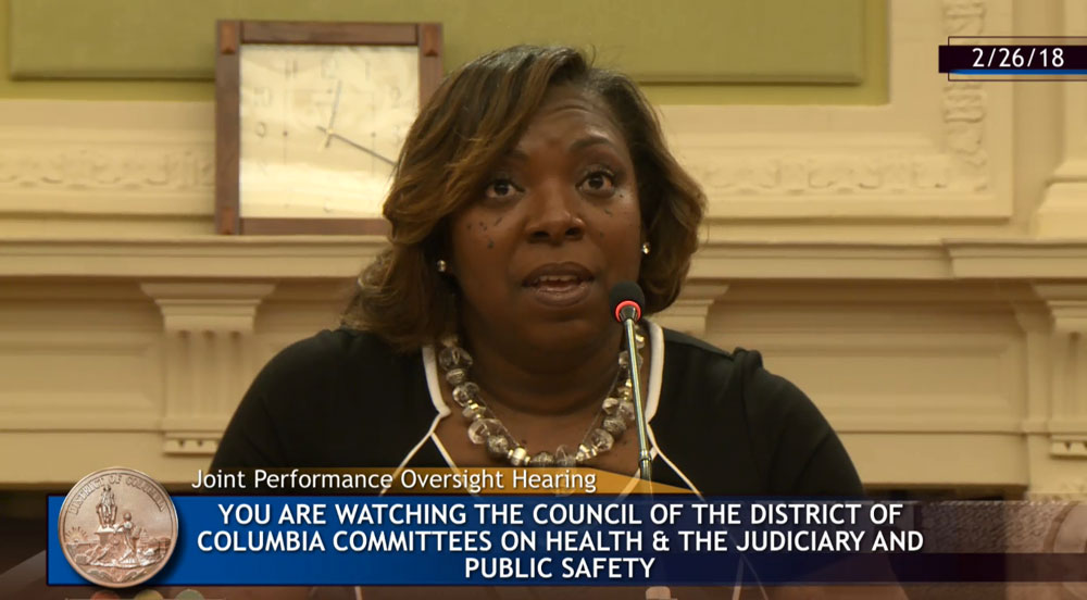 Dr. Tanya A. Royster testifies before the D.C. council.
