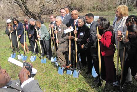 Government and community leaders assist Mayor Gray on breaking ground for The Nannie Helen at 4800.