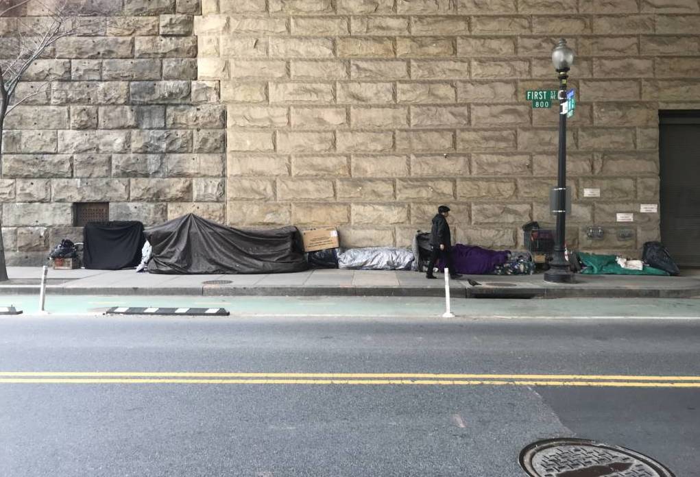 A tent encampment on First Street NE in NoMa