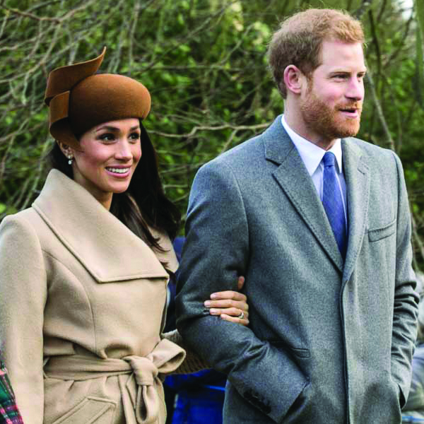 Prince Harry and Meghan Markle going to church at Sandringham on Christmas Day 2017