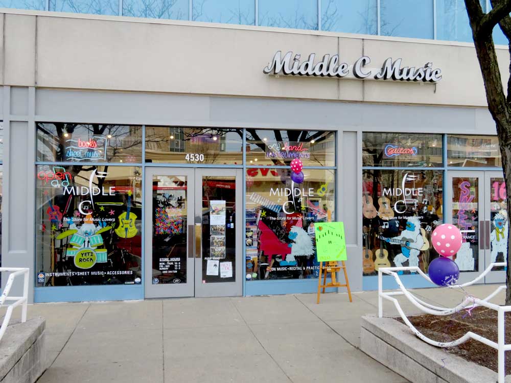 Photo of the storefront of Middle C music store.