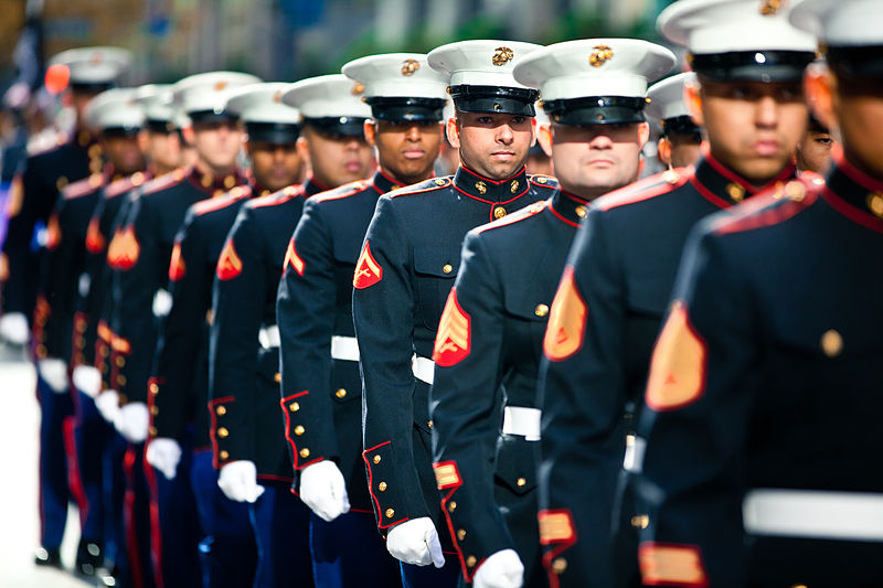 A line of marines marching