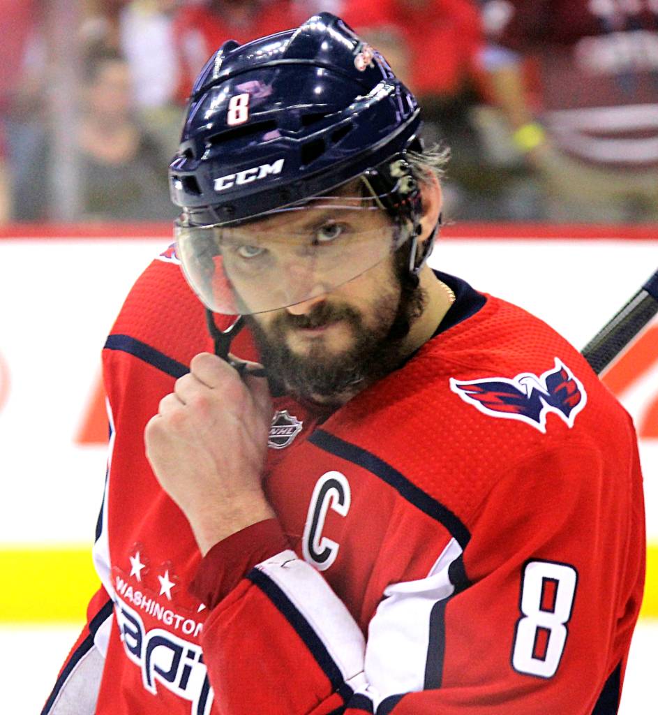 Washington Capitals captain Alex Ovechkin during game 6 of the Eastern Conference Finals against the Tampa Bay Lightning, May 21, 2018, at Capital One Arena in Washington, D.C.