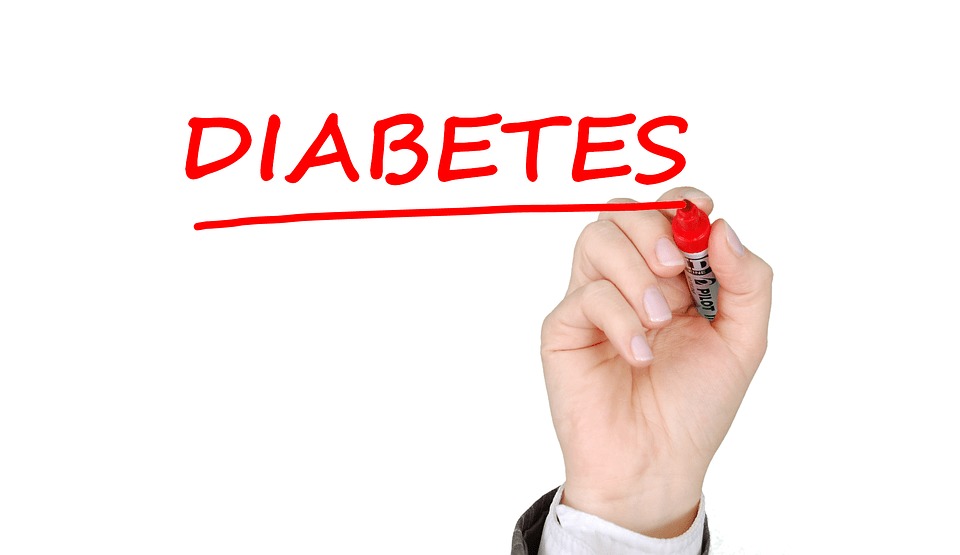 Image red writing reading the word "Diabetes".