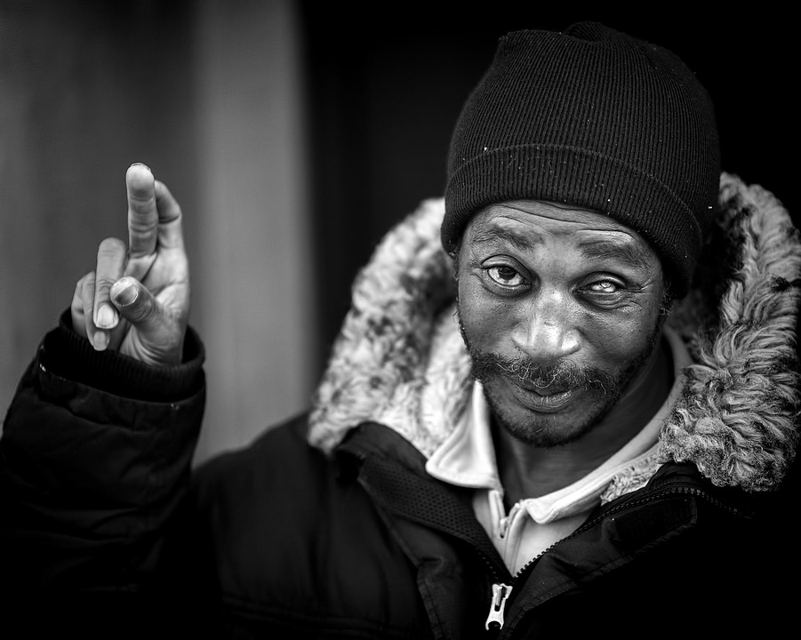 Image of homeless black man.