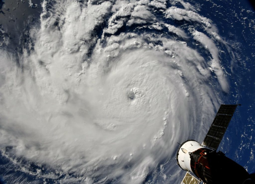 A satellite photo of Hurricane Florence.