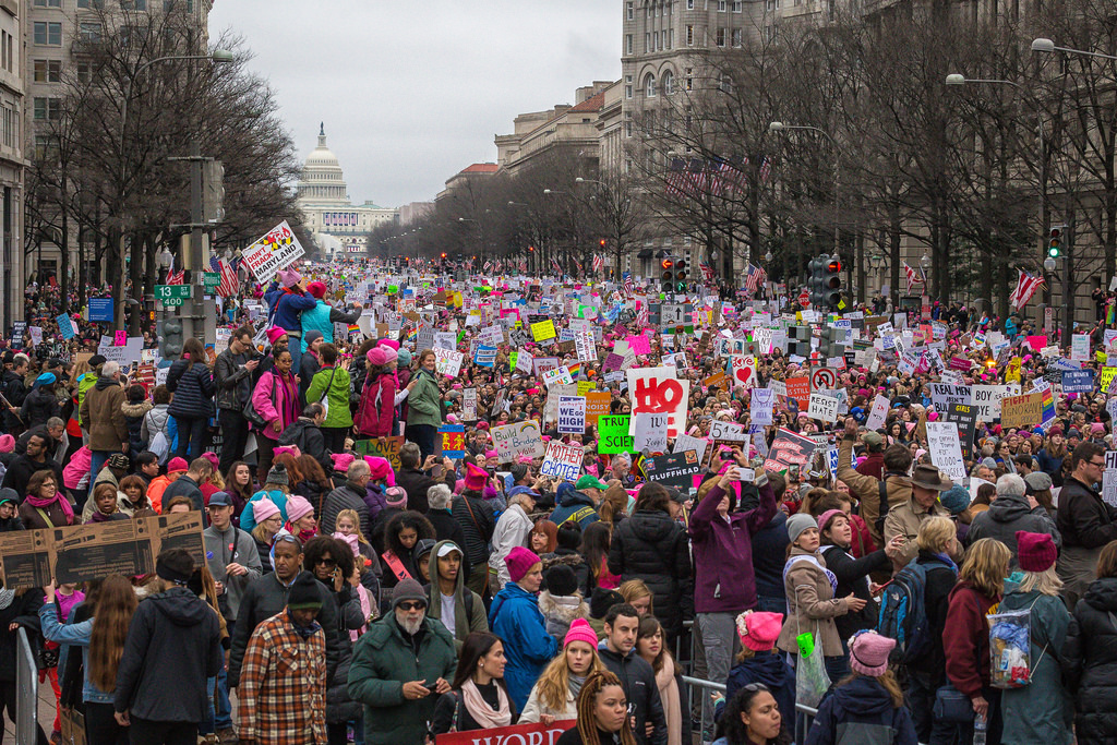 A photograph of the 2017 Women's March on Washington, D.C.