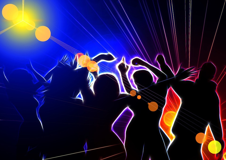 A colorful illustration of a dance party.