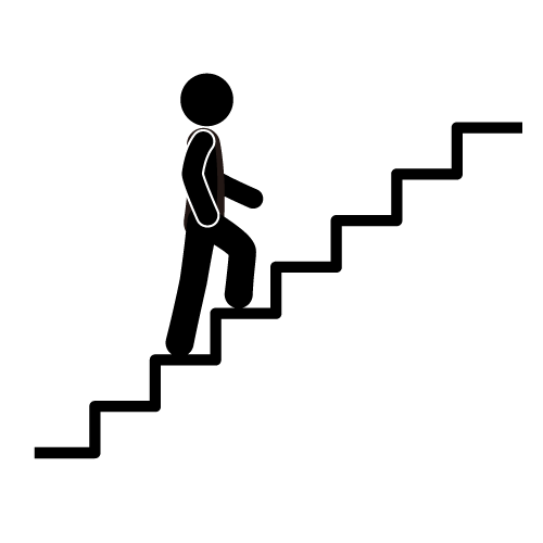 Clipart of a person walking up the stairs.