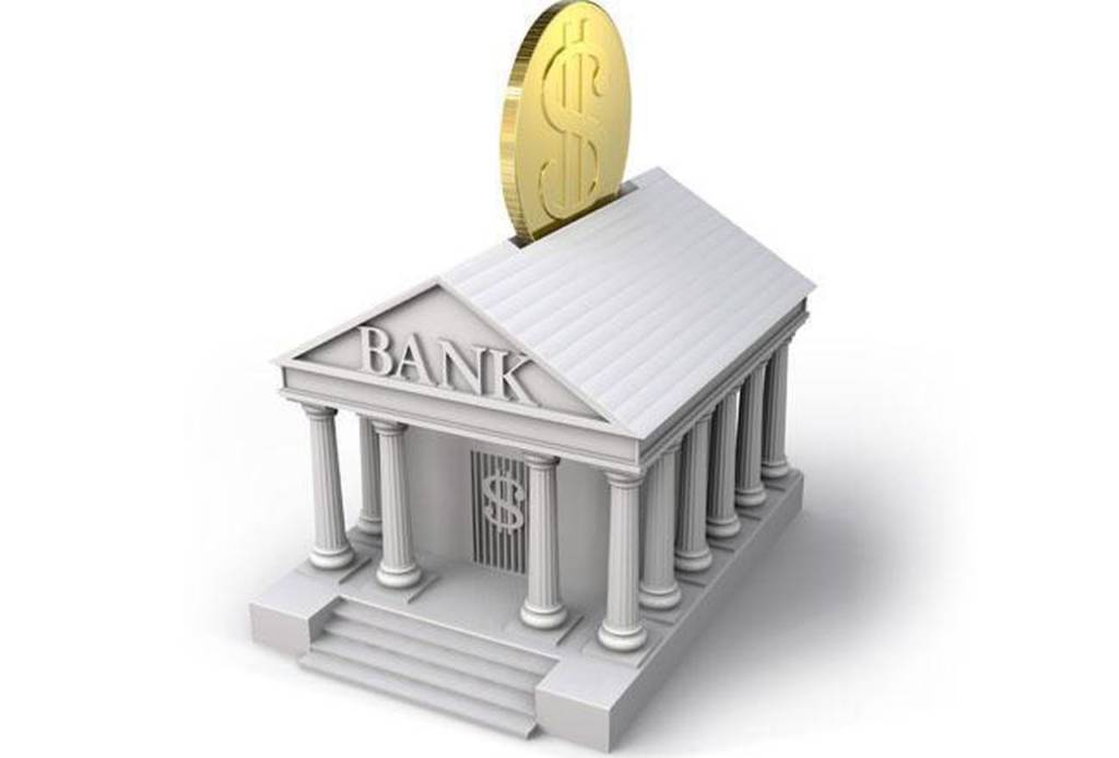 A graphic of a bank with a coin