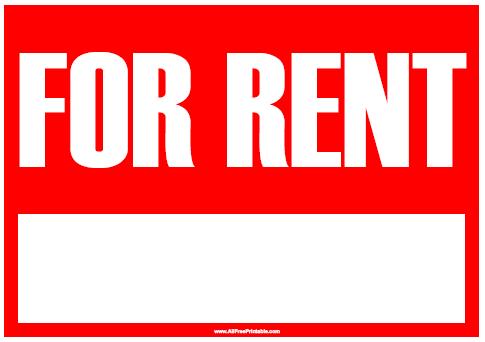 A photograph of a sign reading "For Rent"