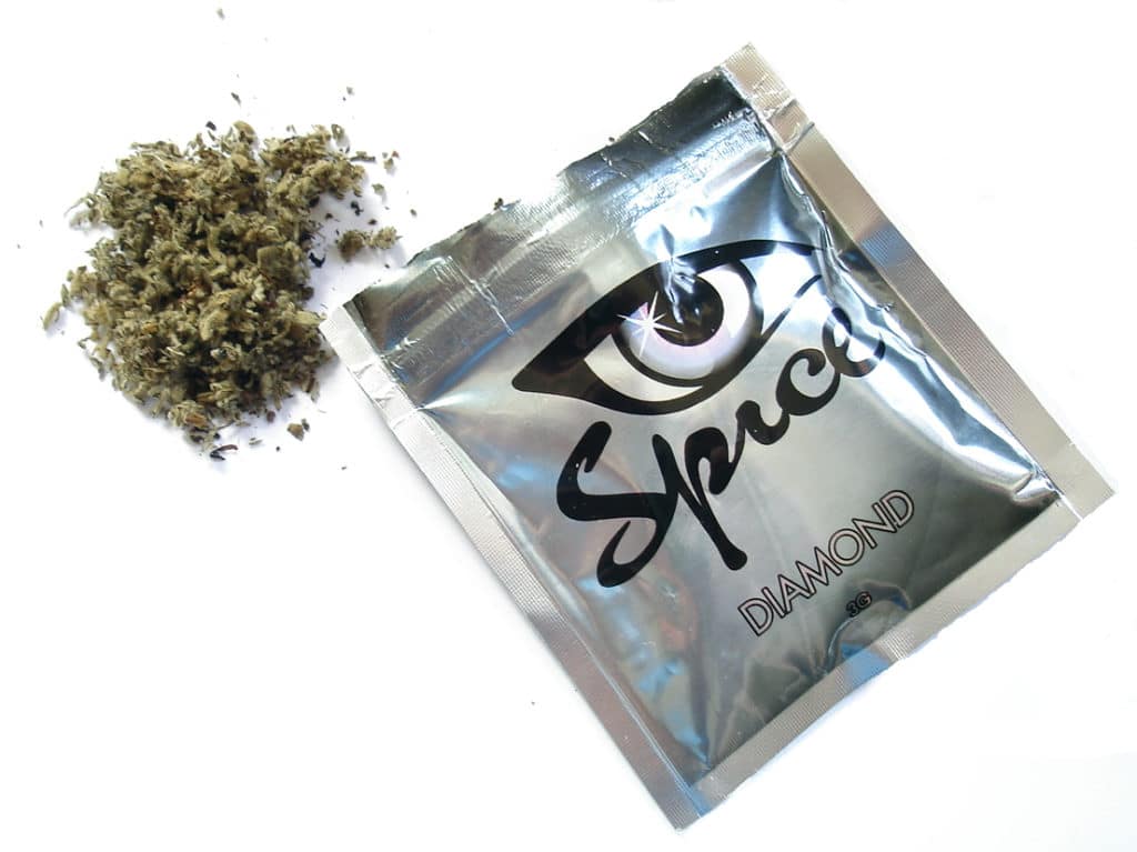 A photo showing a packed of K2, also known as "spice."