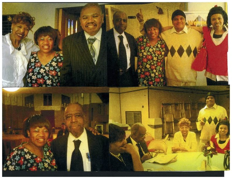 Sybil Taylor with her father, family, and friends
