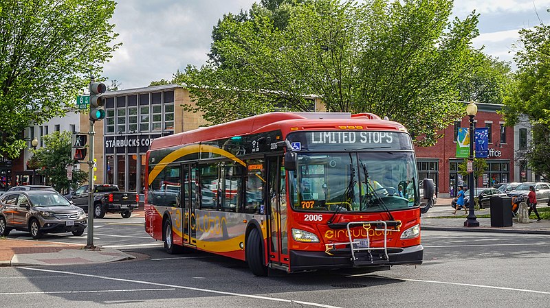 A D.C. circulator bus in the street.
