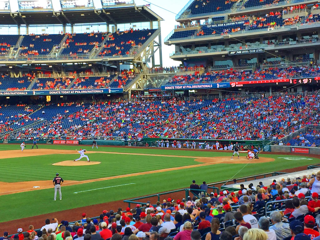 Image of a baseball game occurring at Nationals Stadium