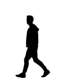 A black silhouette of a man walking