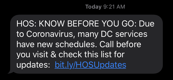 A screenshot of a text message alert.