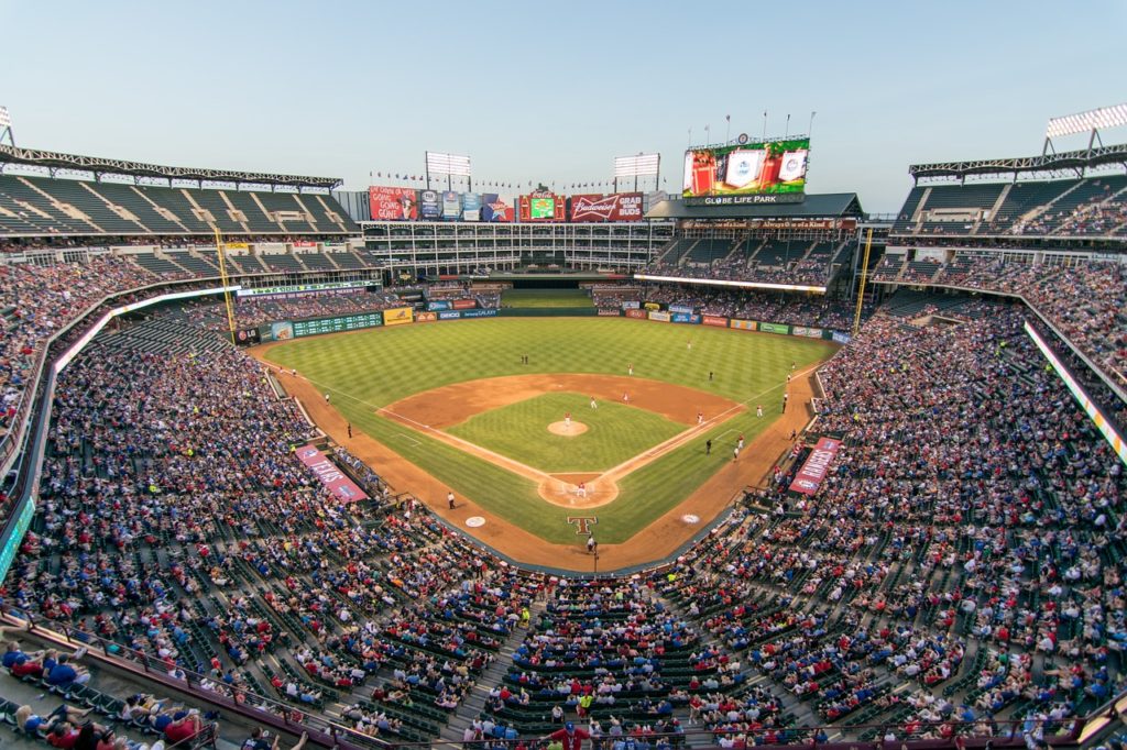 A large baseball stadium
