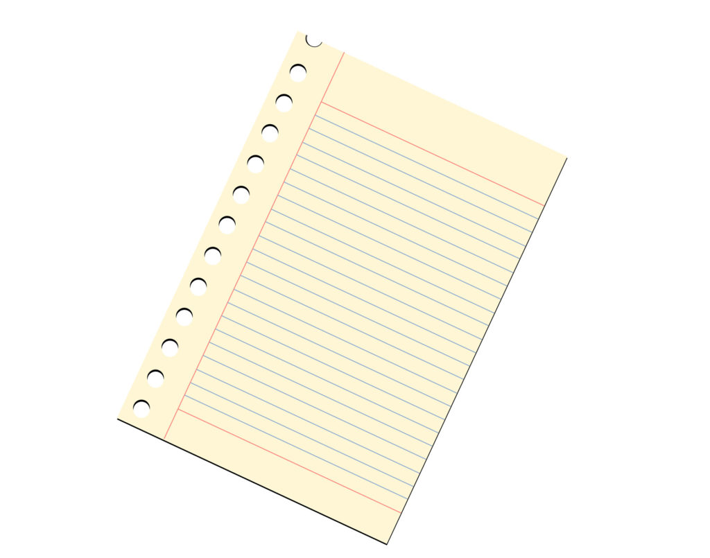 A piece of yellow notebook paper